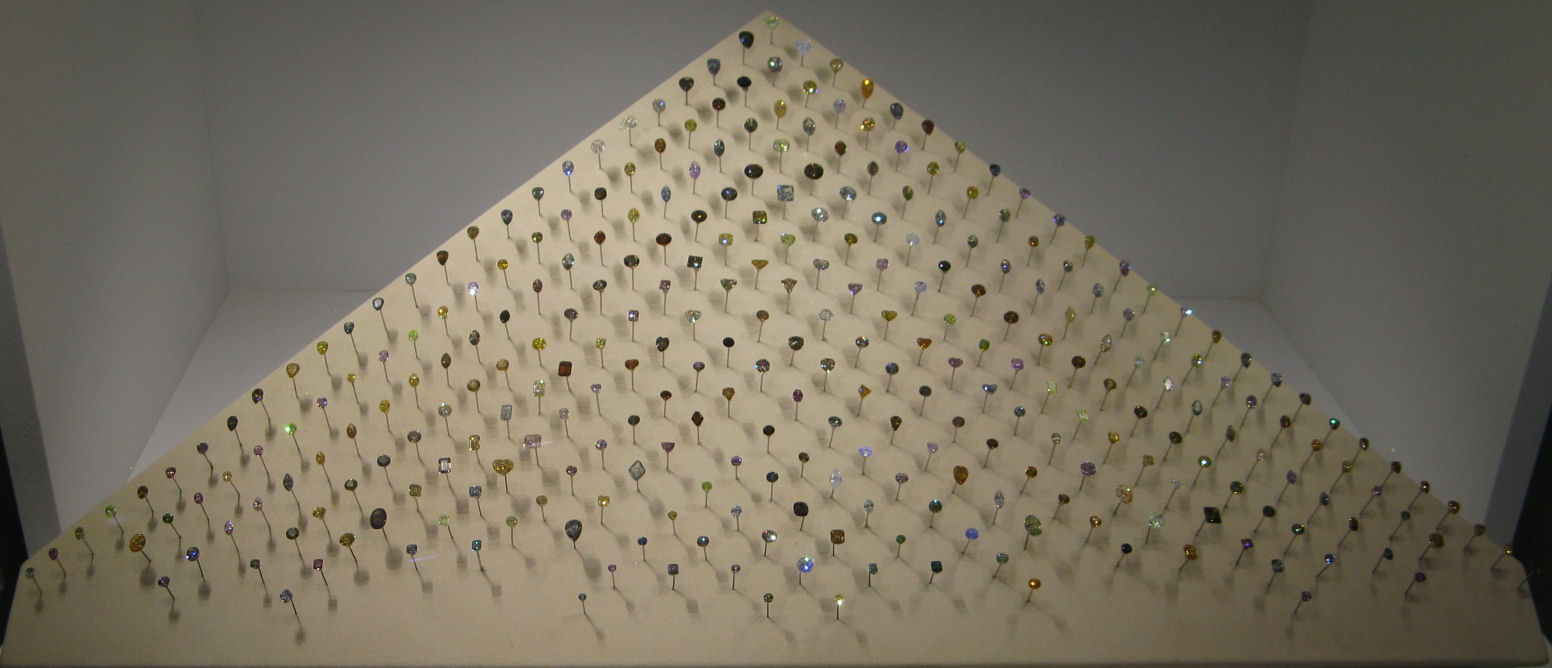 The Aurora Pyramid of Hope, a collection of naturally colored diamonds showing the brown and champagne color range