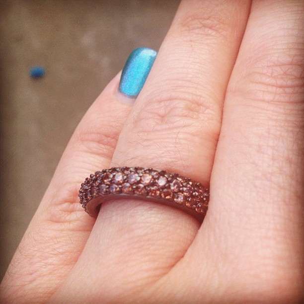 A ring set with chocolate brown diamonds, representative of the category Le Vian commercialized starting in 2000