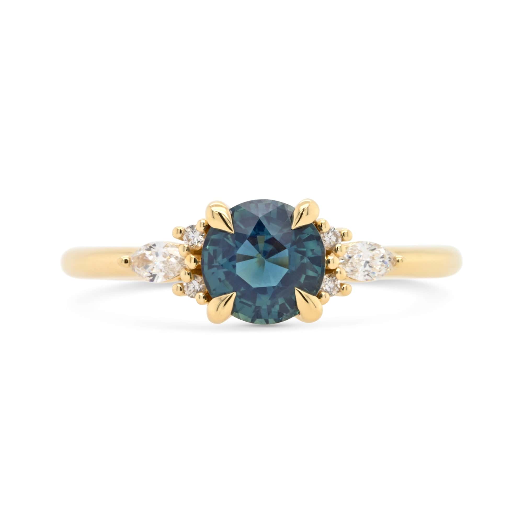 Lena round cerulean blue sapphire engagement ring by Valerie Madison — the price-comparison piece to the teal Serena shown above