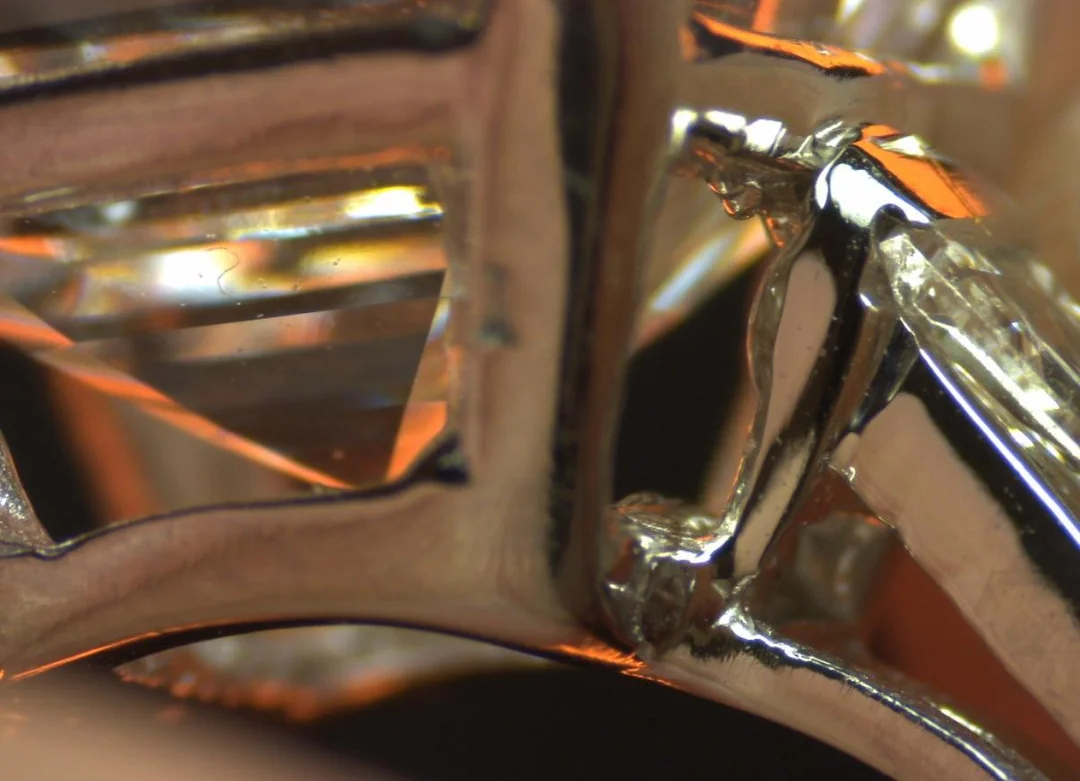 Close-up of jewelry surface showing finishing quality