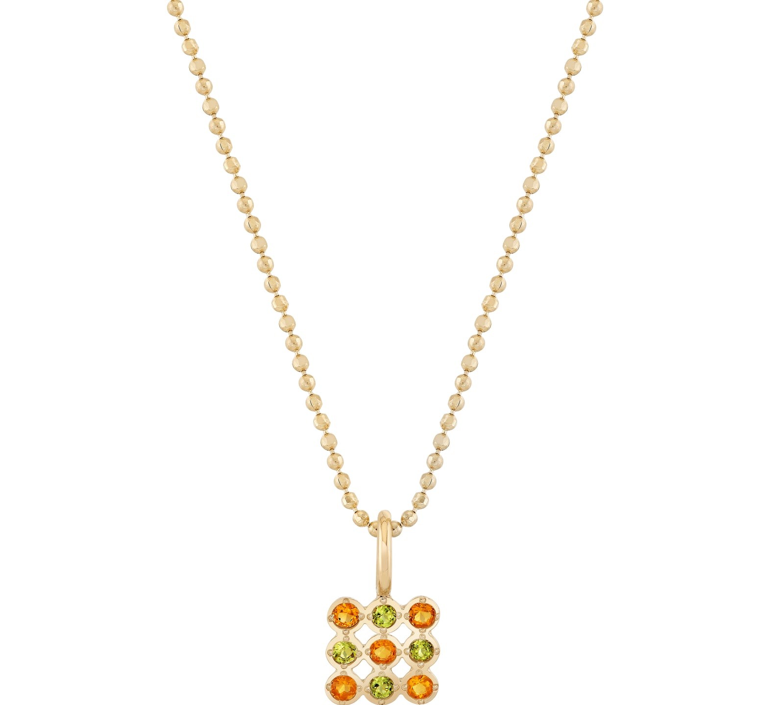 Ariel Gordon checkerboard-cut birthstone charm on yellow gold chain