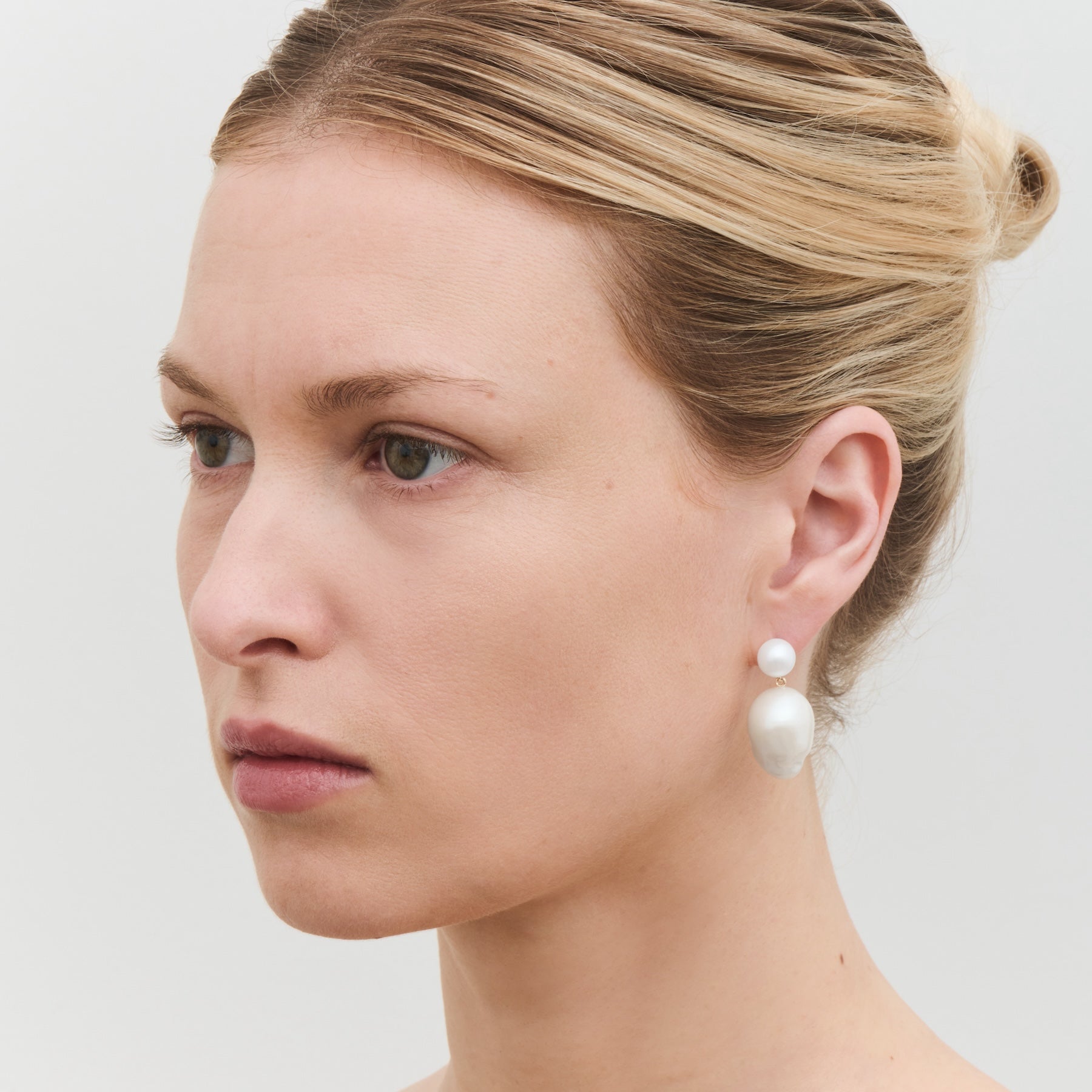 Sophie Bille Brahe Venus Blanc earrings in freshwater and baroque pearl, $1,725. Image courtesy of Sophie Bille Brahe.